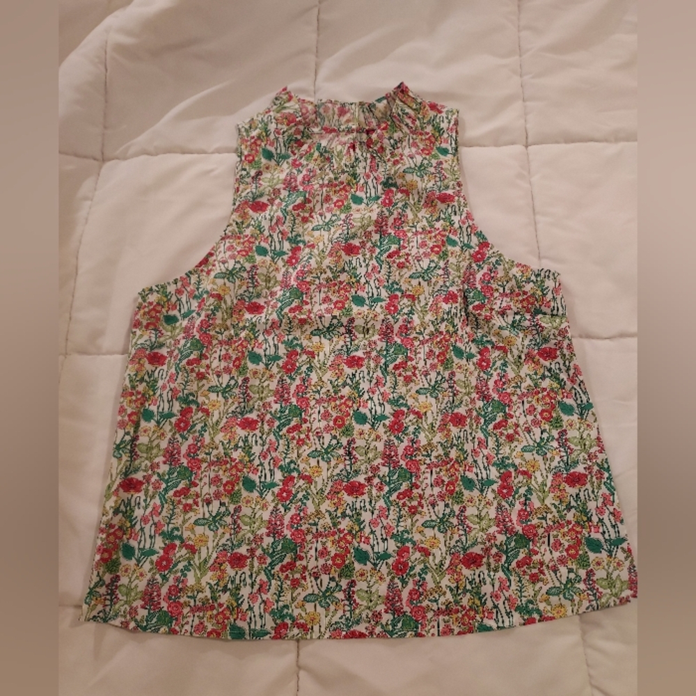 NWT J.Crew Liberty ruffle neck tank, XS